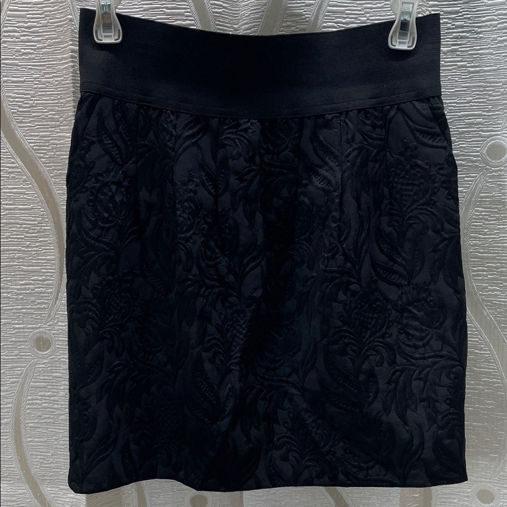 Tristan Black‎ Floral Jacquard Damask Mini Skirt Made in Canada P/S